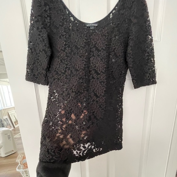 Banana Republic Black Sheer printed Top sz S | Floral Mesh Vintage sheer Blouse - Picture 4 of 6